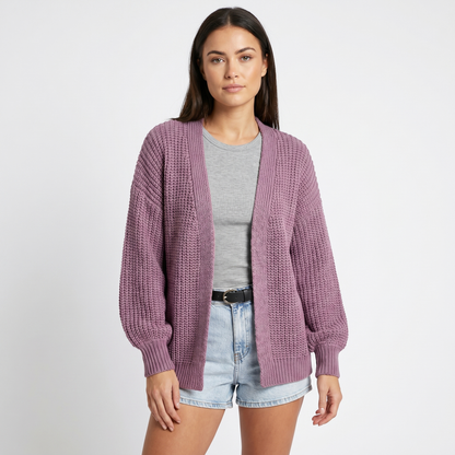 Women's Oversized Winter Cardigan Chunky Knit Open-Front