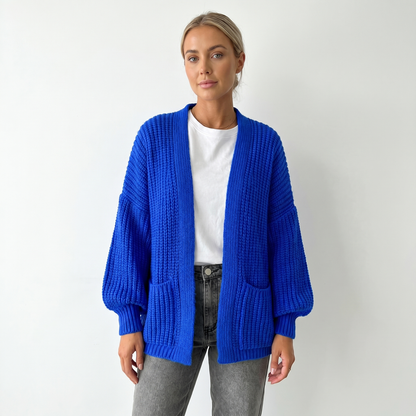 Women's Oversized Winter Cardigan Chunky Knit Open-Front