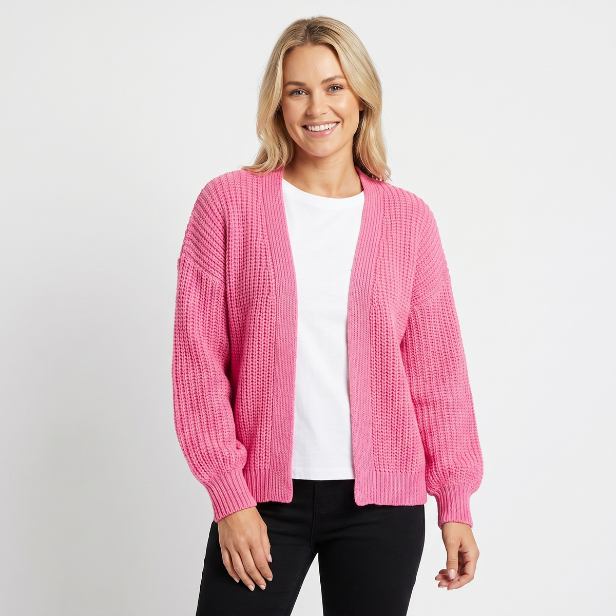 Women's Oversized Winter Cardigan Chunky Knit Open-Front