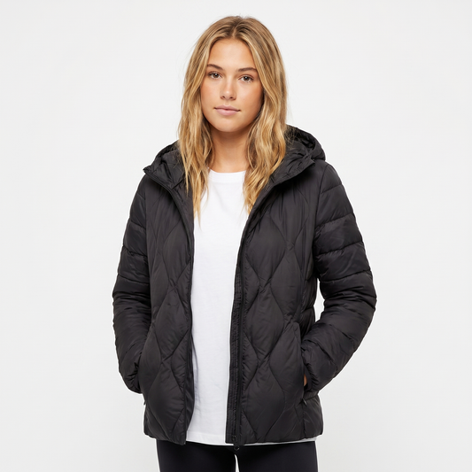 Women's Puffer Autumn Jacket Lightweight Hooded Quilted
