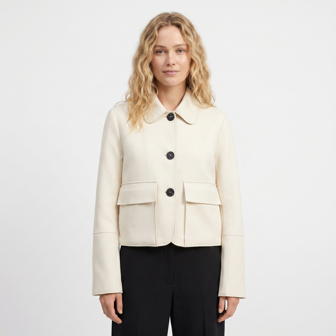 Chaqueta de ante marrón – Corta, con cuello y botones