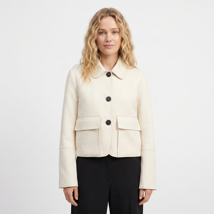Chaqueta de ante marrón – Corta, con cuello y botones