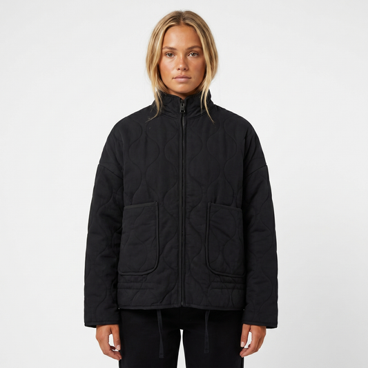 Women's Quilted Anorak Utility Stand Collar Zip-Up Winter