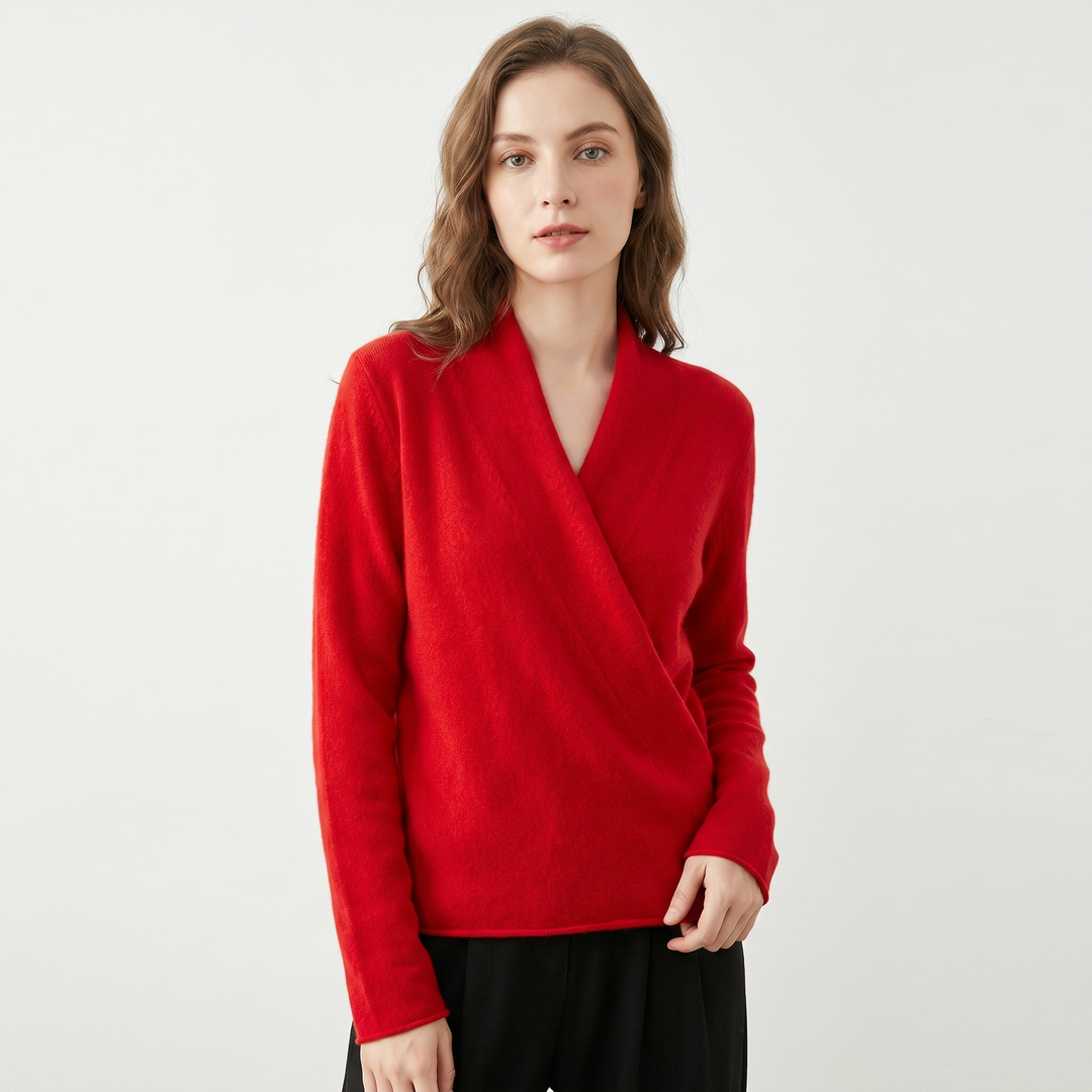 Jersey Cruzado de Mujer – Punto Suave Escote V Cruzado
