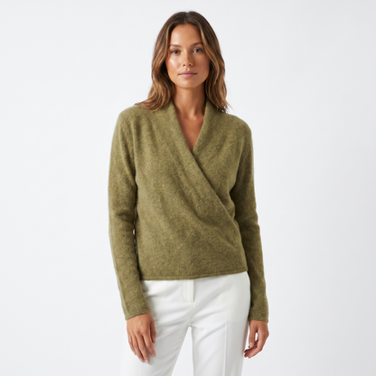 Women's Crossover Winter Sweater Womens Soft Knit V-Neck Wrap Front