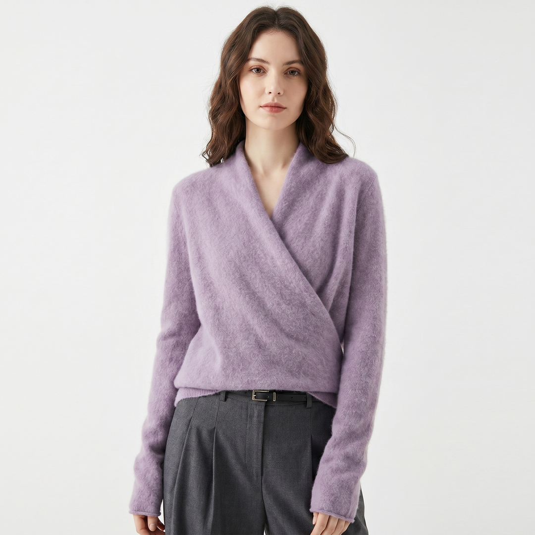 Jersey Cruzado de Mujer – Punto Suave Escote V Cruzado