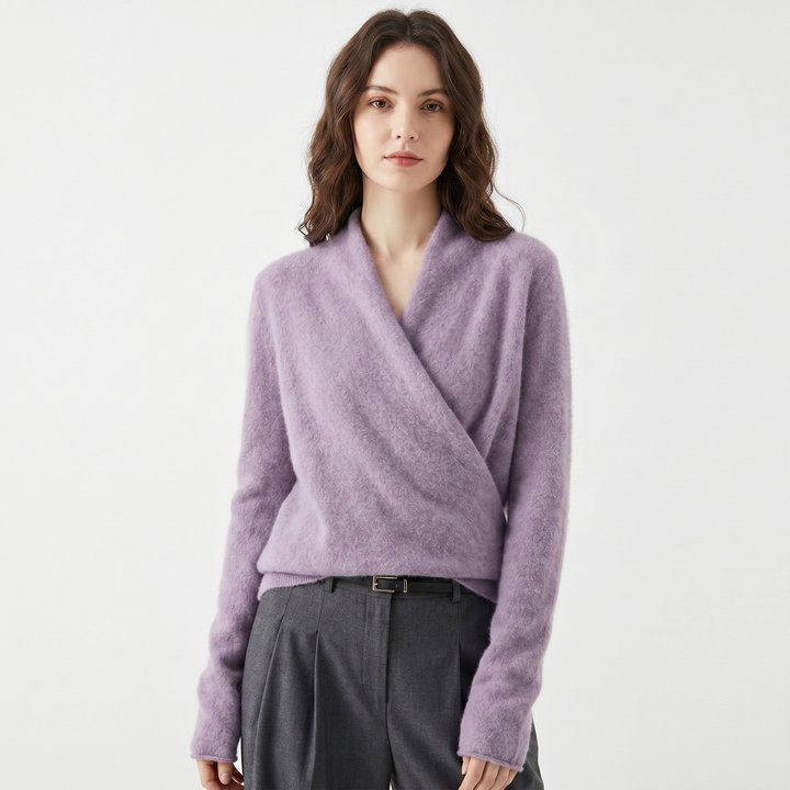 Jersey Cruzado de Mujer – Punto Suave Escote V Cruzado