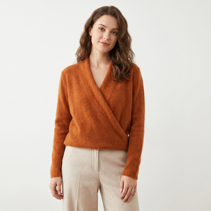 Women's Crossover Winter Sweater Womens Soft Knit V-Neck Wrap Front