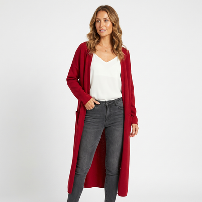 Women's Long Winter Cardigan Soft Knit Open-Front Drape