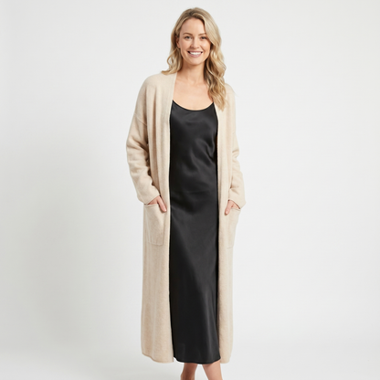 Women's Long Winter Cardigan Soft Knit Open-Front Drape