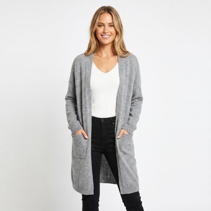Women's Long Winter Cardigan Soft Knit Open-Front Drape