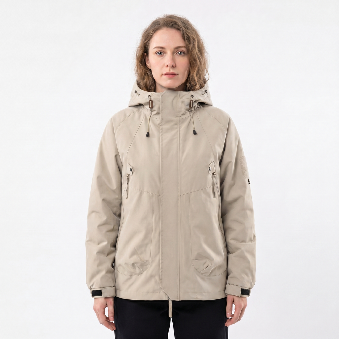 Chaqueta impermeable para mujer – Exterior con capucha, impermeable, multi-bolsillos