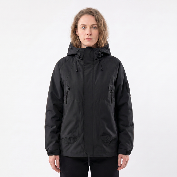 Chaqueta impermeable para mujer – Exterior con capucha, impermeable, multi-bolsillos