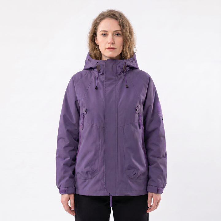 Chaqueta impermeable para mujer – Exterior con capucha, impermeable, multi-bolsillos