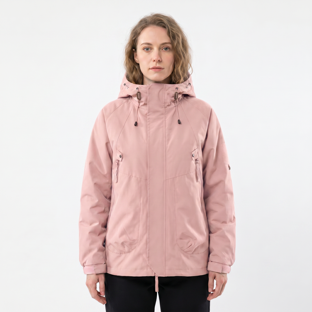 Chaqueta impermeable para mujer – Exterior con capucha, impermeable, multi-bolsillos