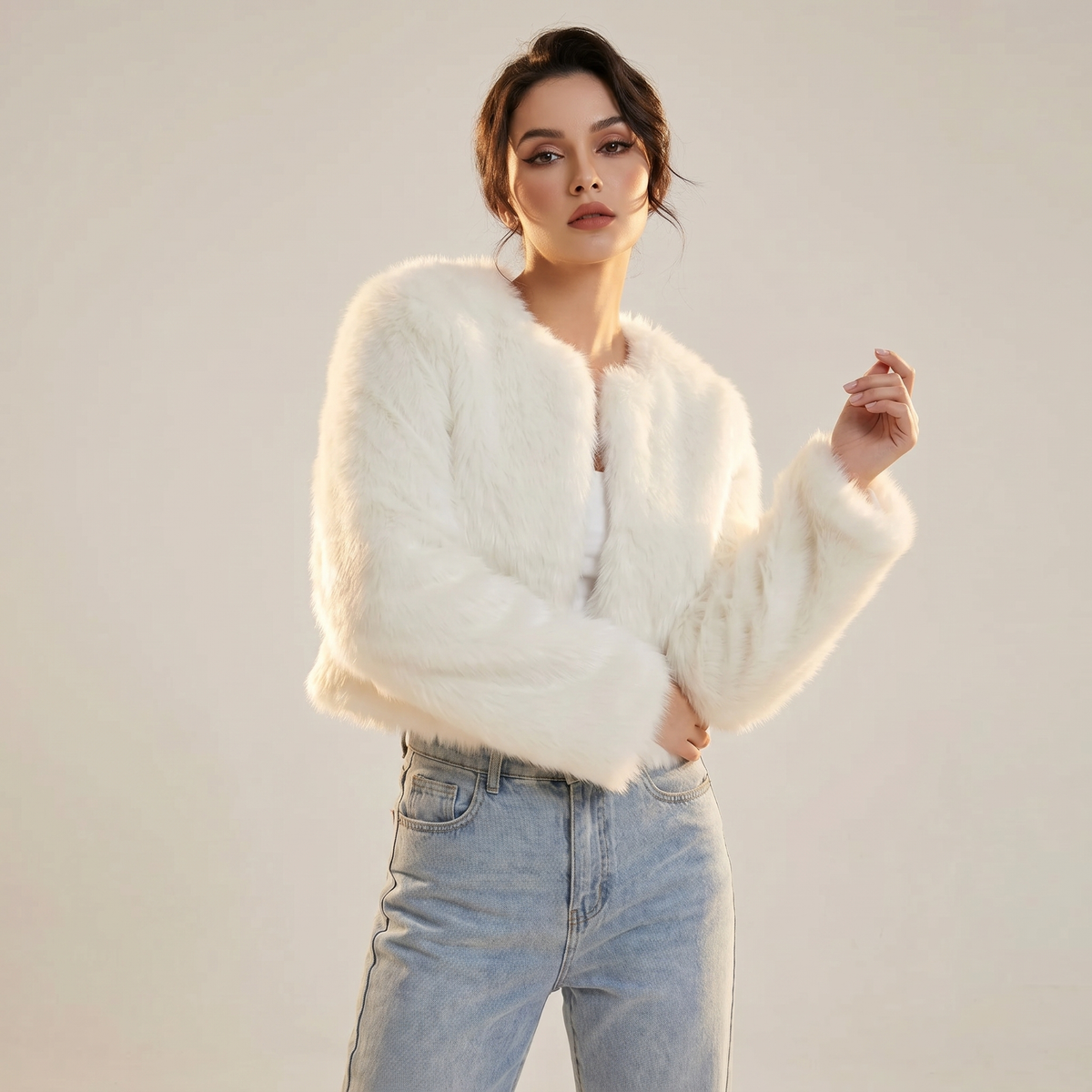 Women's Short Cardigan Fur Coat