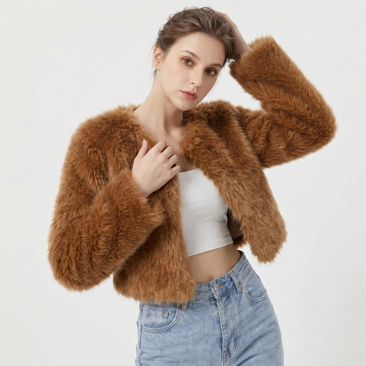 Women's Short Cardigan Fur Coat