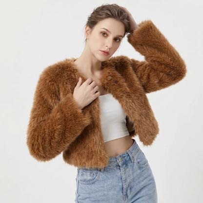 Women's Short Cardigan Fur Coat