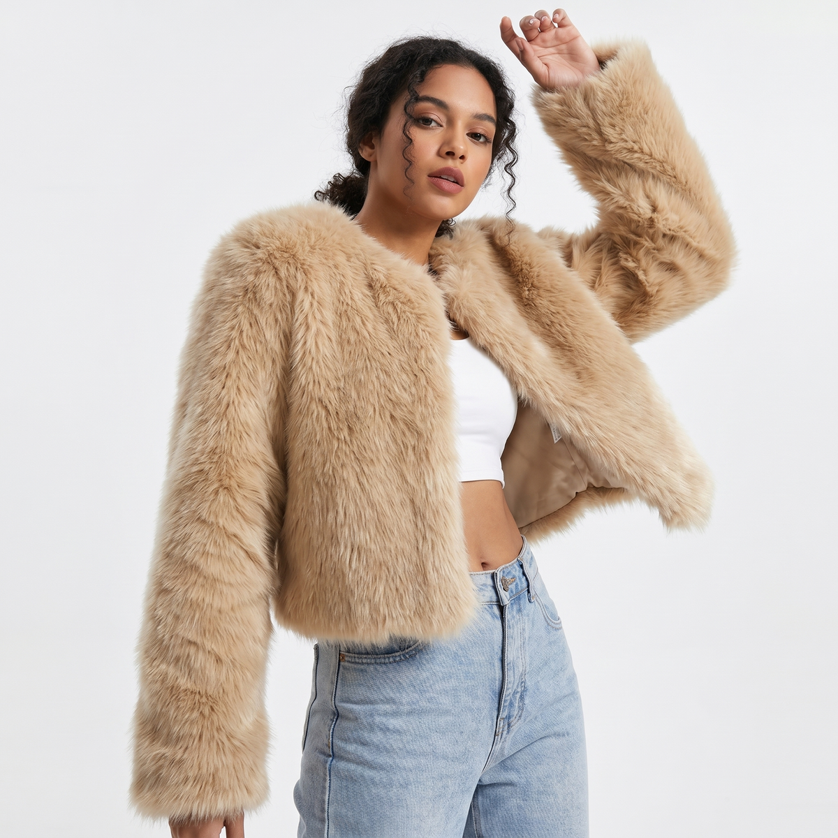 Women's Short Cardigan Fur Coat