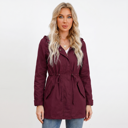 Women's Anorak Autumn Jacket Hooded Utility Drawstring Waist Flap Pockets