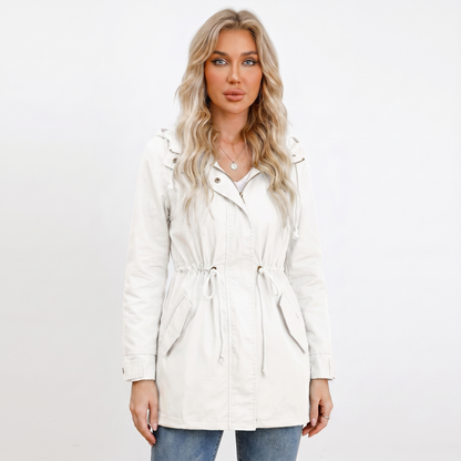 Women's Anorak Autumn Jacket Hooded Utility Drawstring Waist Flap Pockets