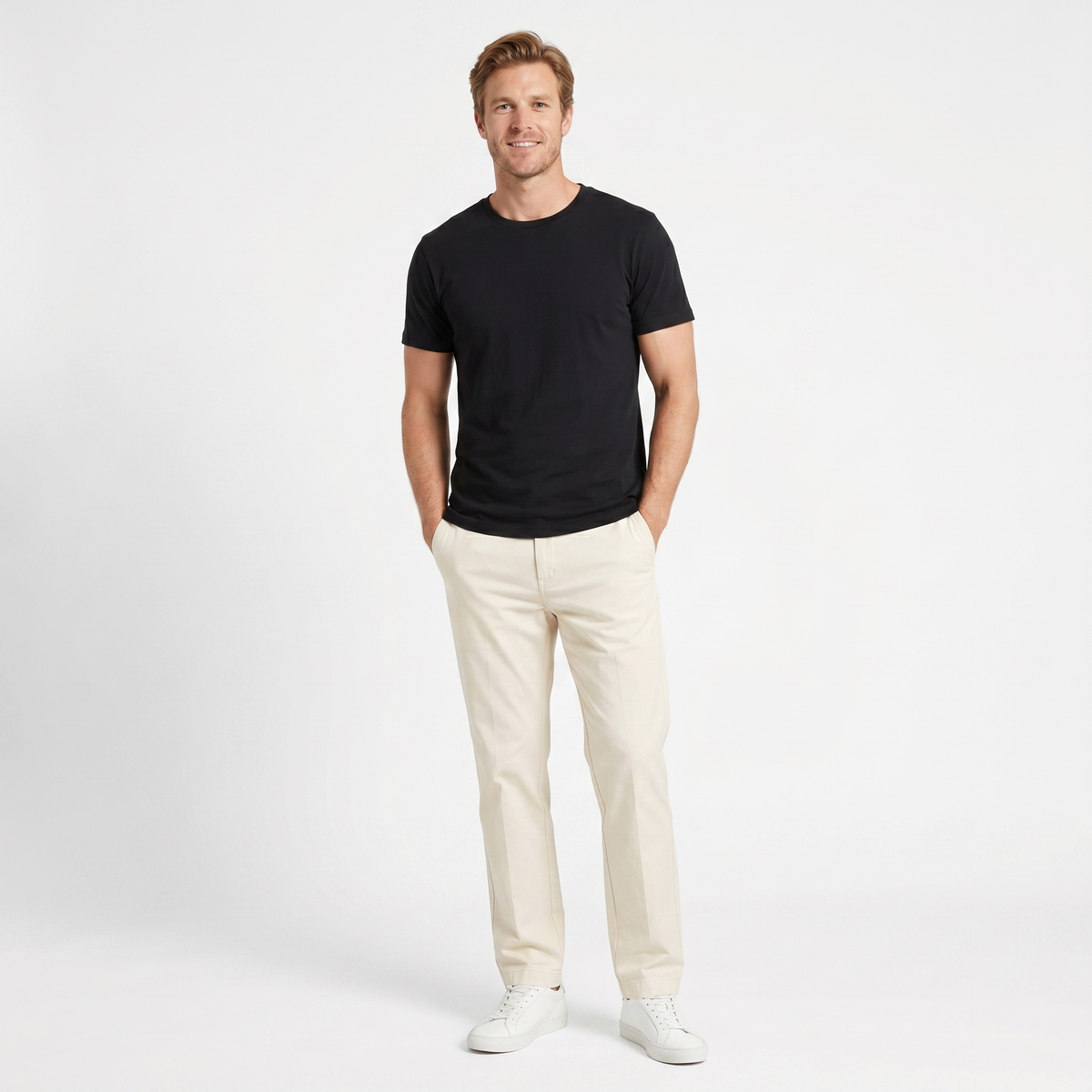 Men's Straight Leg Chino Flat Front Elasticated Waist Autumn