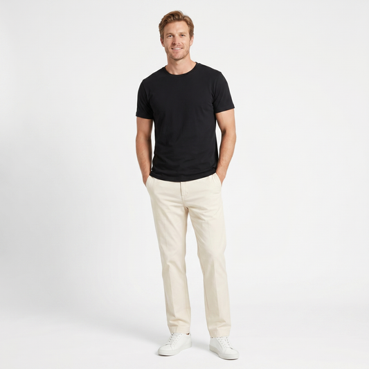 Men's Straight Leg Chino Flat Front Elasticated Waist Autumn