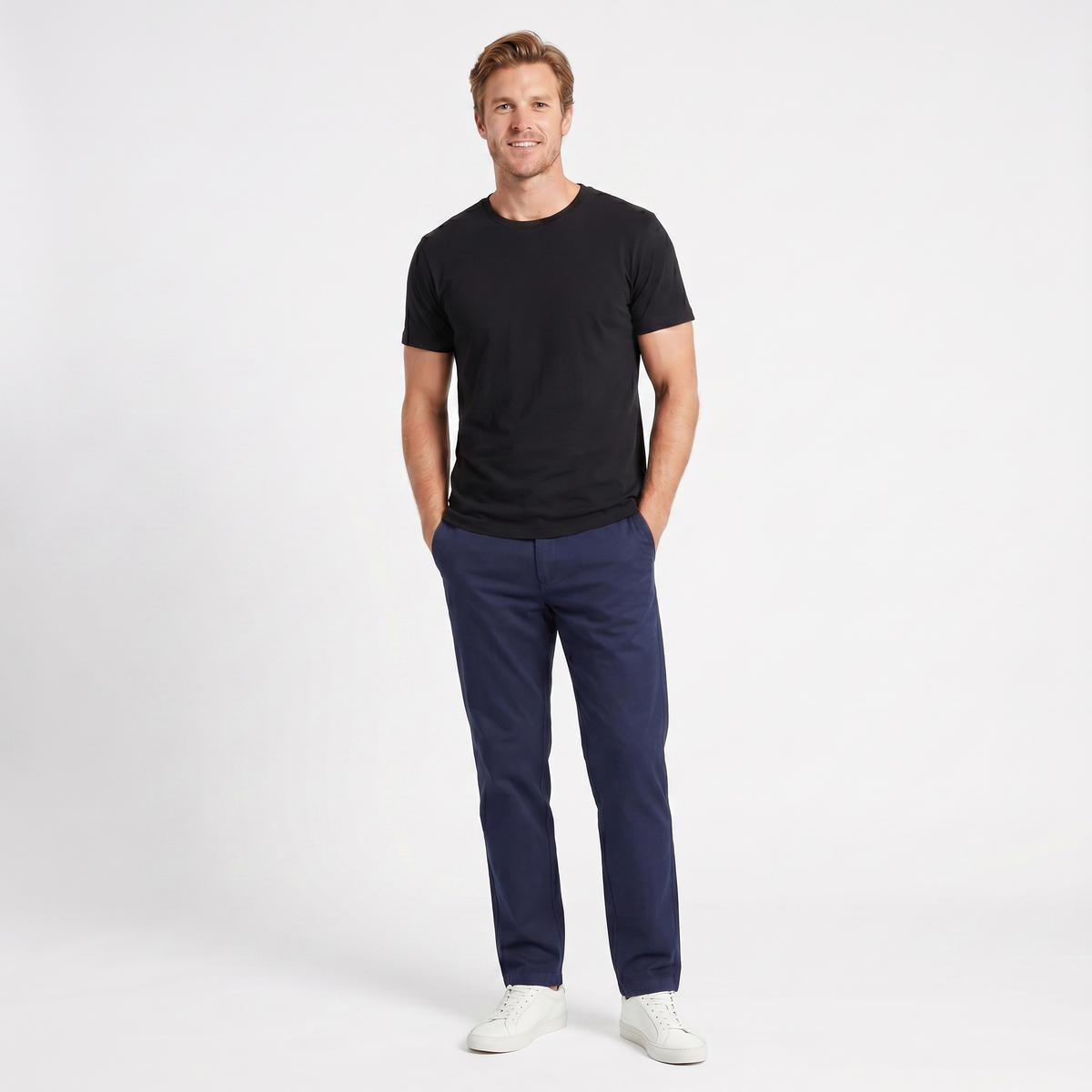 Men's Straight Leg Chino Flat Front Elasticated Waist Autumn