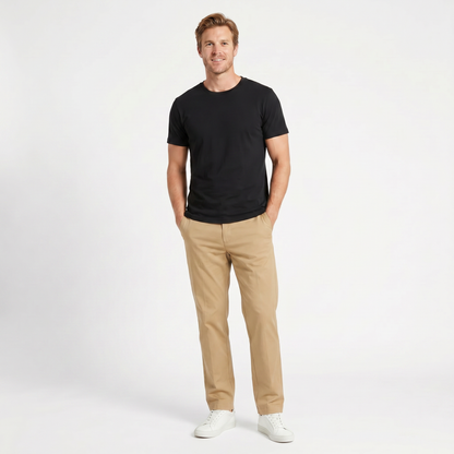 Men's Straight Leg Chino Flat Front Elasticated Waist Autumn