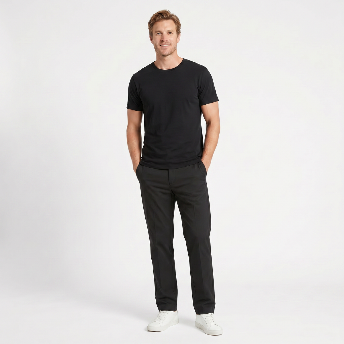Men's Straight Leg Chino Flat Front Elasticated Waist Autumn