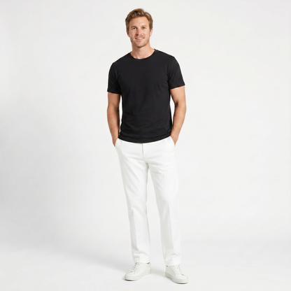 Men's Straight Leg Chino Flat Front Elasticated Waist Autumn
