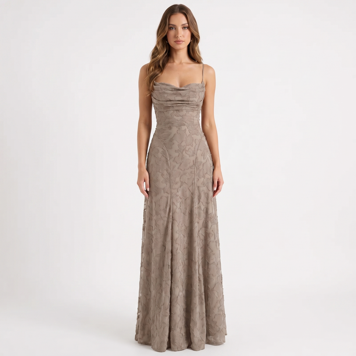 Women's Floral Lace Maxi Dress Spaghetti Strap A-Line Formal Evening