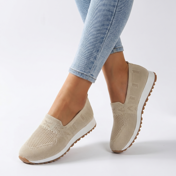 Zapatillas tejidas ortopédicas sin cordones para mujer, transpirables, ligeras, planas, informales para caminar