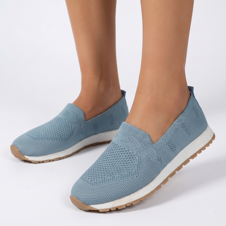 Zapatillas tejidas ortopédicas sin cordones para mujer, transpirables, ligeras, planas, informales para caminar