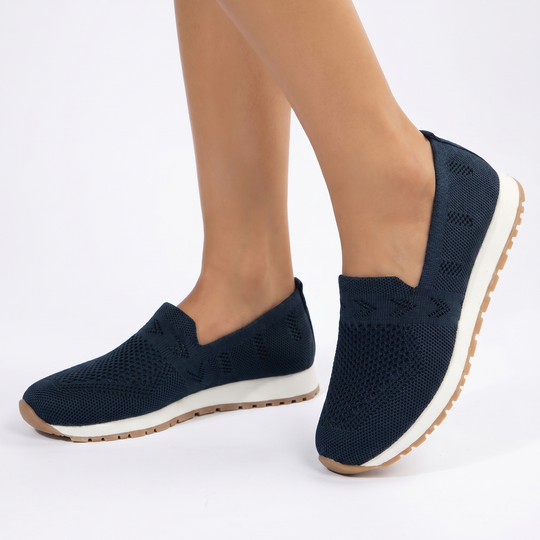 Zapatillas tejidas ortopédicas sin cordones para mujer, transpirables, ligeras, planas, informales para caminar