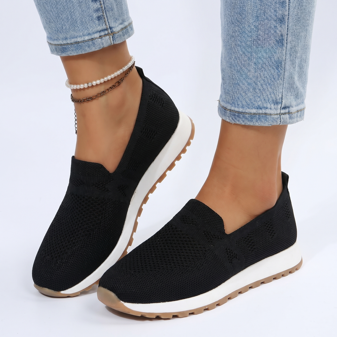 Zapatillas tejidas ortopédicas sin cordones para mujer, transpirables, ligeras, planas, informales para caminar