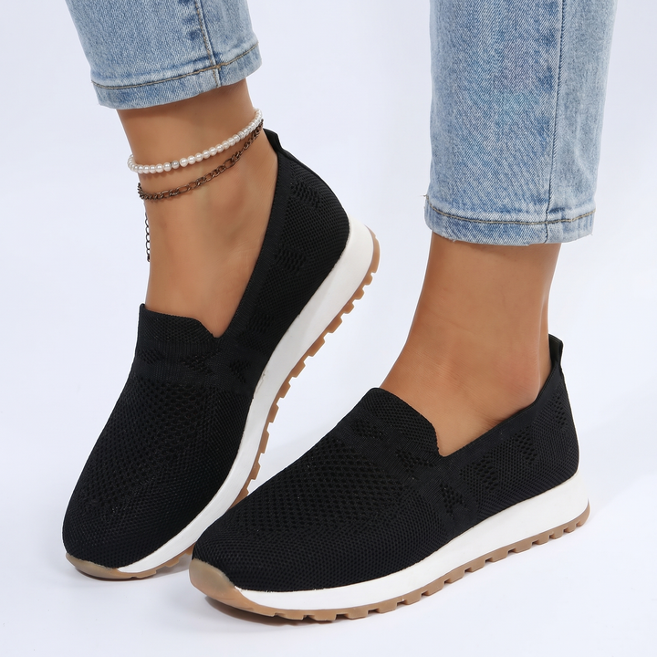 Zapatillas tejidas ortopédicas sin cordones para mujer, transpirables, ligeras, planas, informales para caminar
