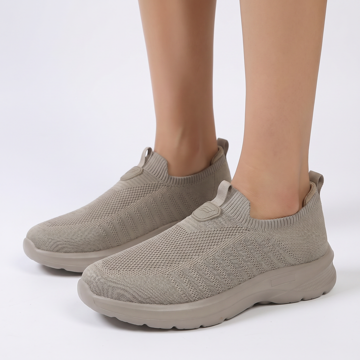 Zapatillas sin cordones de punto ortopédicas para mujer, ligeras, transpirables y con amortiguación para caminar