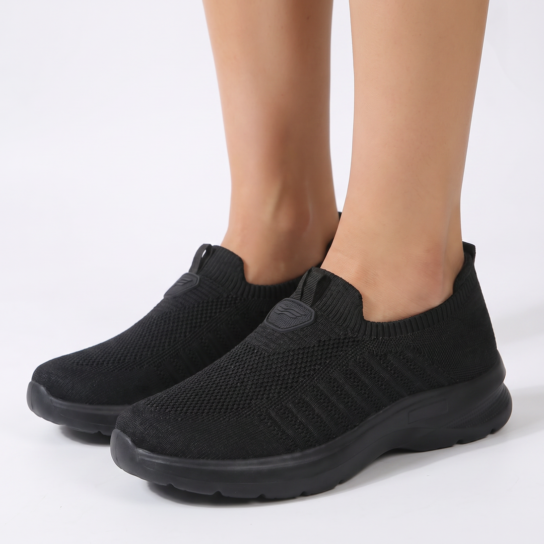 Zapatillas sin cordones de punto ortopédicas para mujer, ligeras, transpirables y con amortiguación para caminar