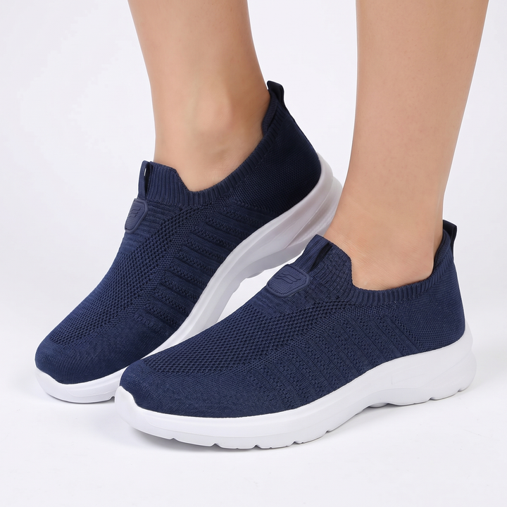 Zapatillas sin cordones de punto ortopédicas para mujer, ligeras, transpirables y con amortiguación para caminar