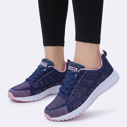 Women's Mesh Running Shoes Breathable Lace-Up Lightweight Sports Sneakers