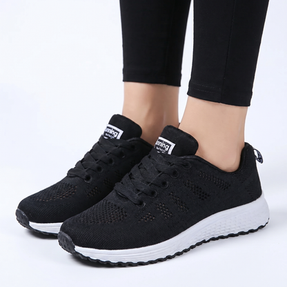 Women's Mesh Running Shoes Breathable Lace-Up Lightweight Sports Sneakers