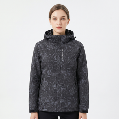Unisex Tropical Print Hooded Windbreaker Jacket Lightweight Zip-Up Coat