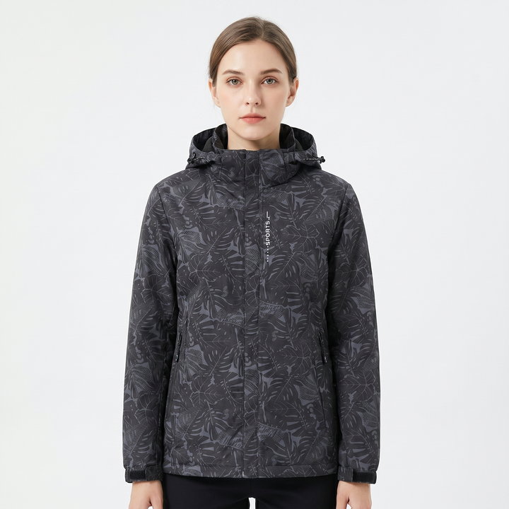 Unisex Tropical Print Hooded Windbreaker Jacket Lightweight Zip-Up Coat