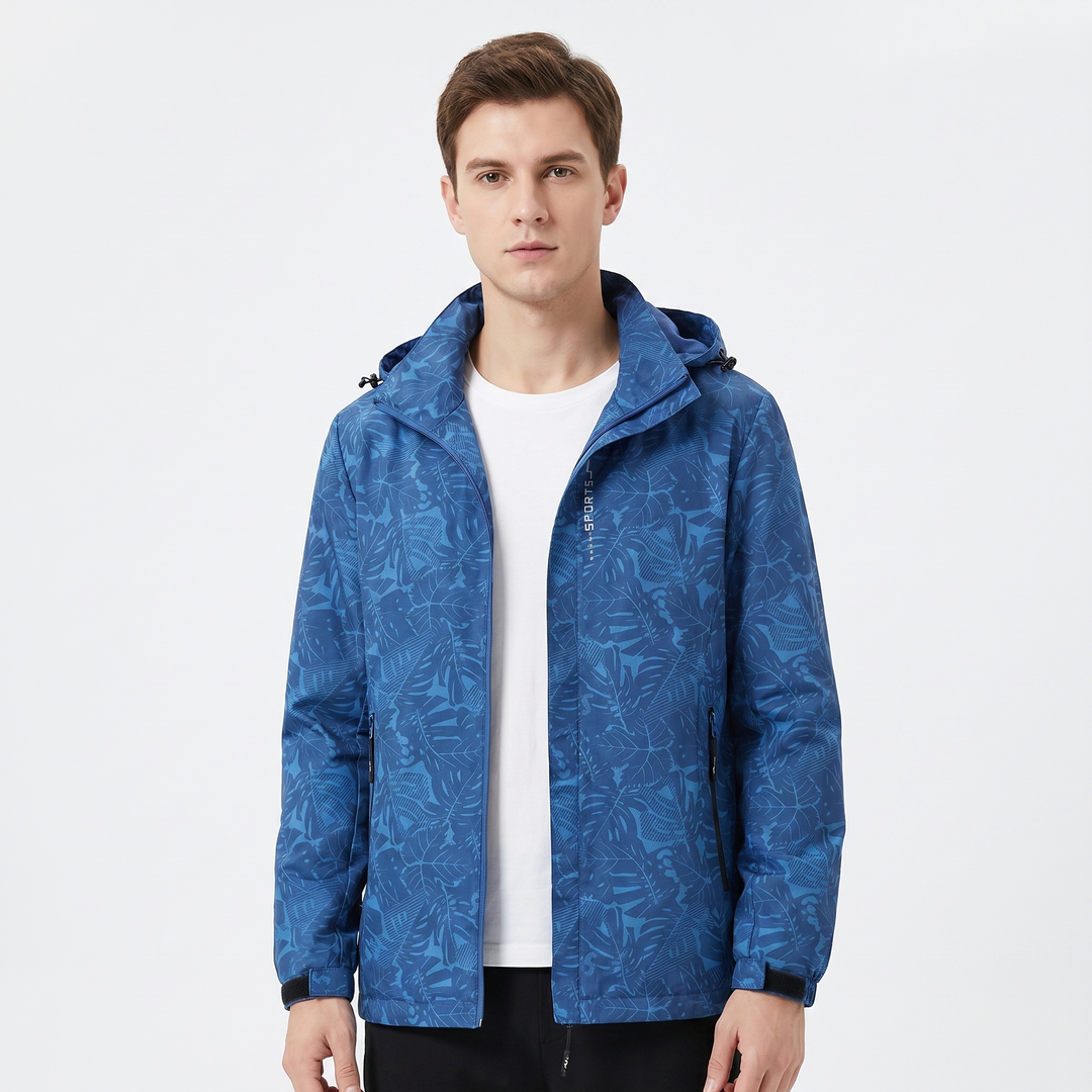 Unisex Tropical Print Hooded Windbreaker Jacket Lightweight Zip-Up Coat