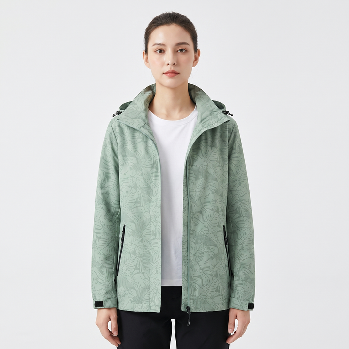 Unisex Tropical Print Hooded Windbreaker Jacket Lightweight Zip-Up Coat