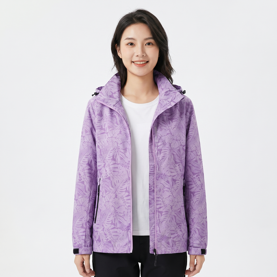 Unisex Tropical Print Hooded Windbreaker Jacket Lightweight Zip-Up Coat