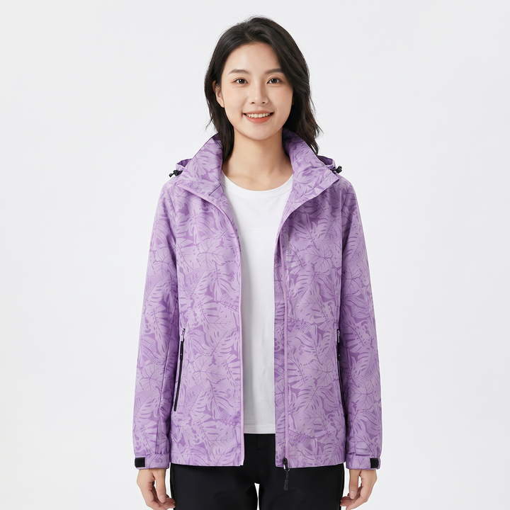Unisex Tropical Print Hooded Windbreaker Jacket Lightweight Zip-Up Coat