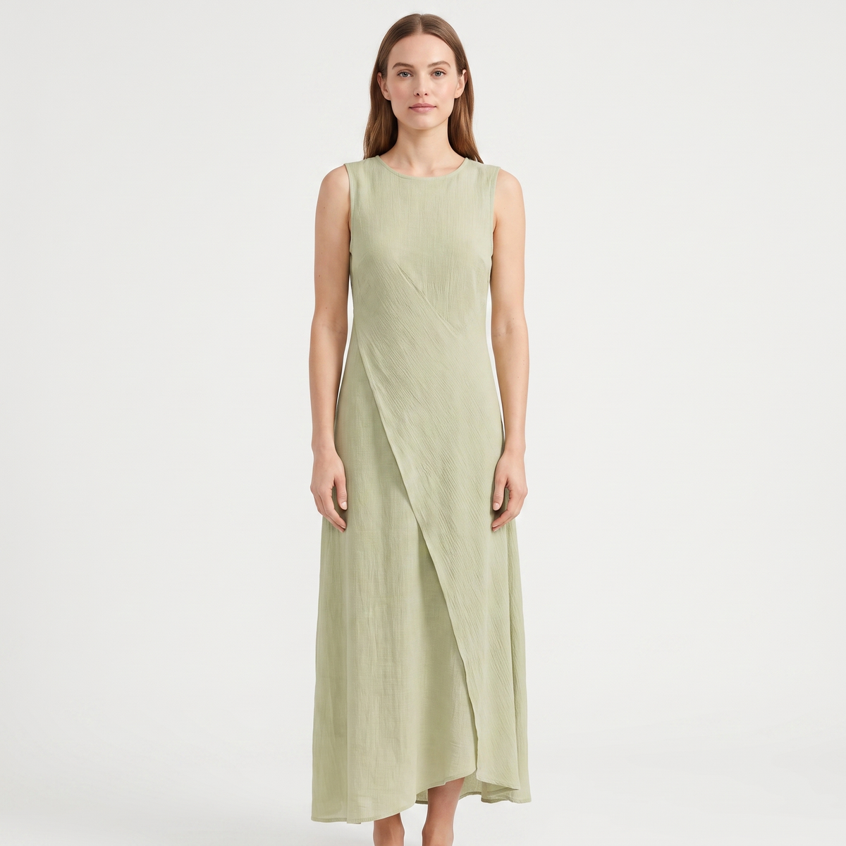 Women's Sleeveless Maxi Dress Asymmetric Hem Flowy Casual Summer