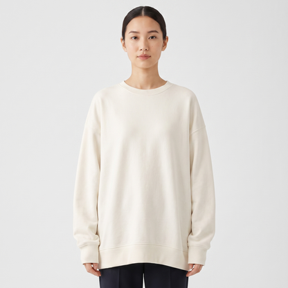 Women's Oversized Fleece Sweatshirt Crew-Neck Long-Sleeve Pullover Top